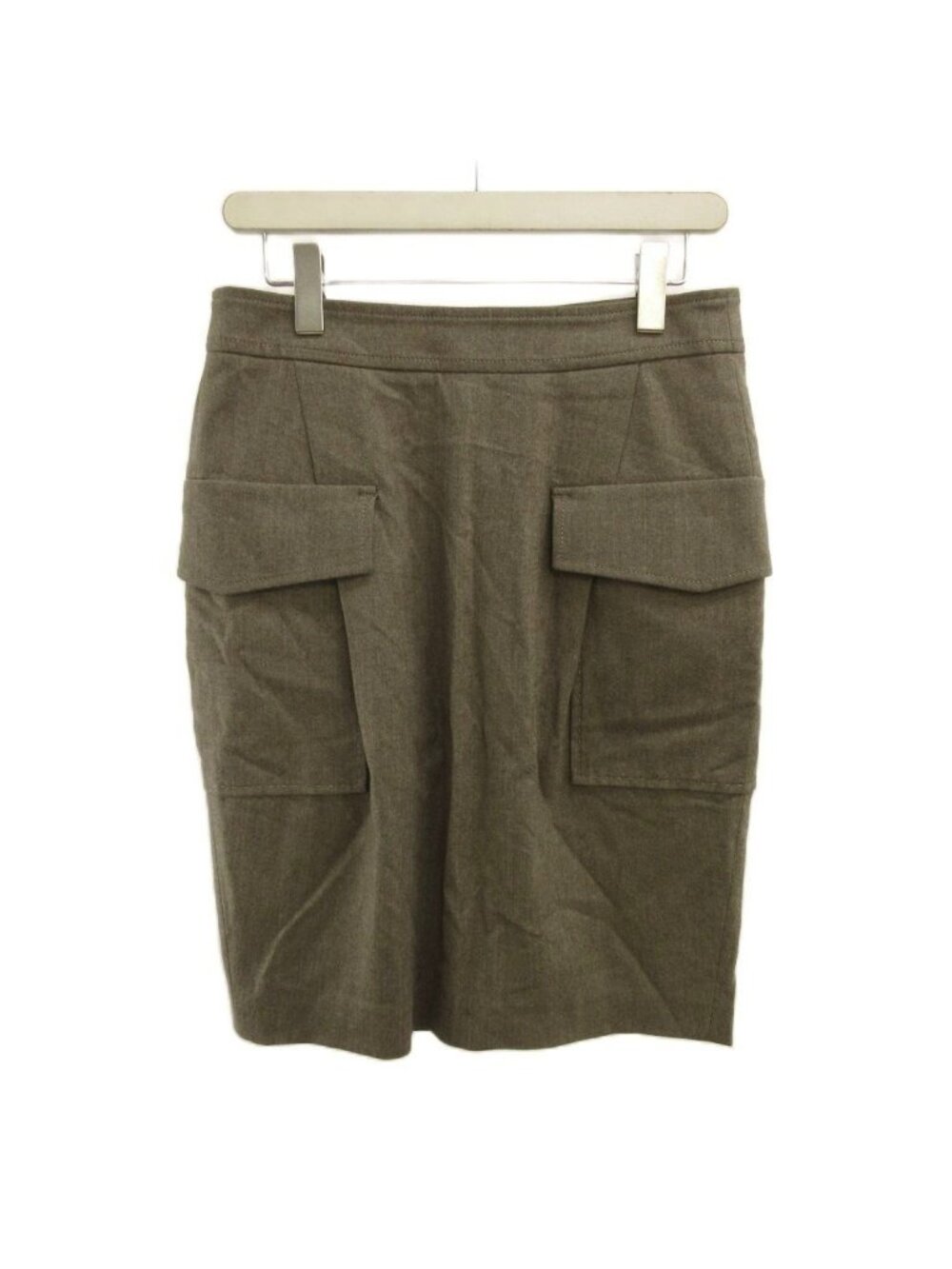 Brunello Cucinelli Cargo Skirt Wool Mocha Brown Knee Length with Pockets NP
